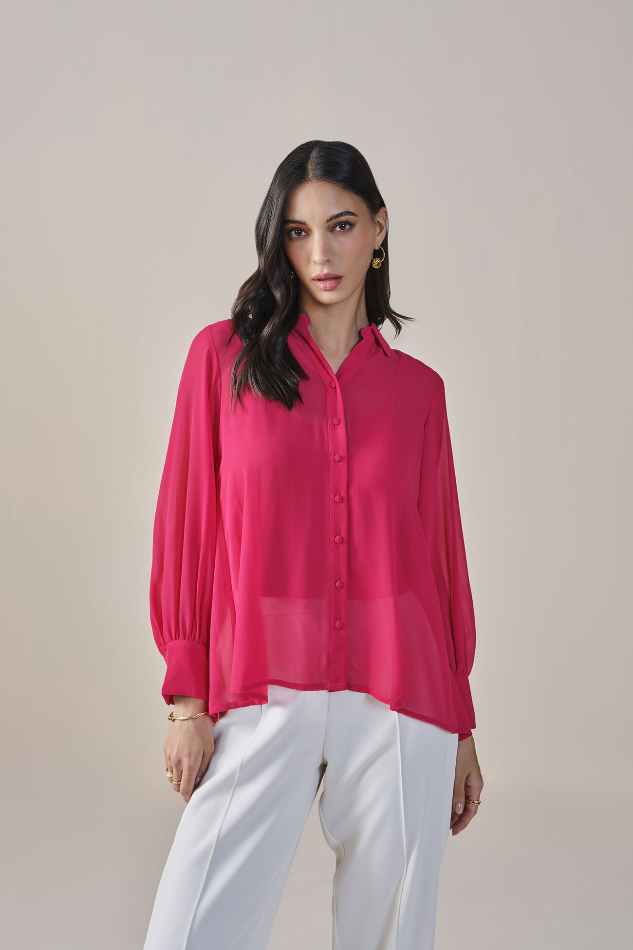 Sprinkle of Summer Solid Shirt, Dark Pink, image 1